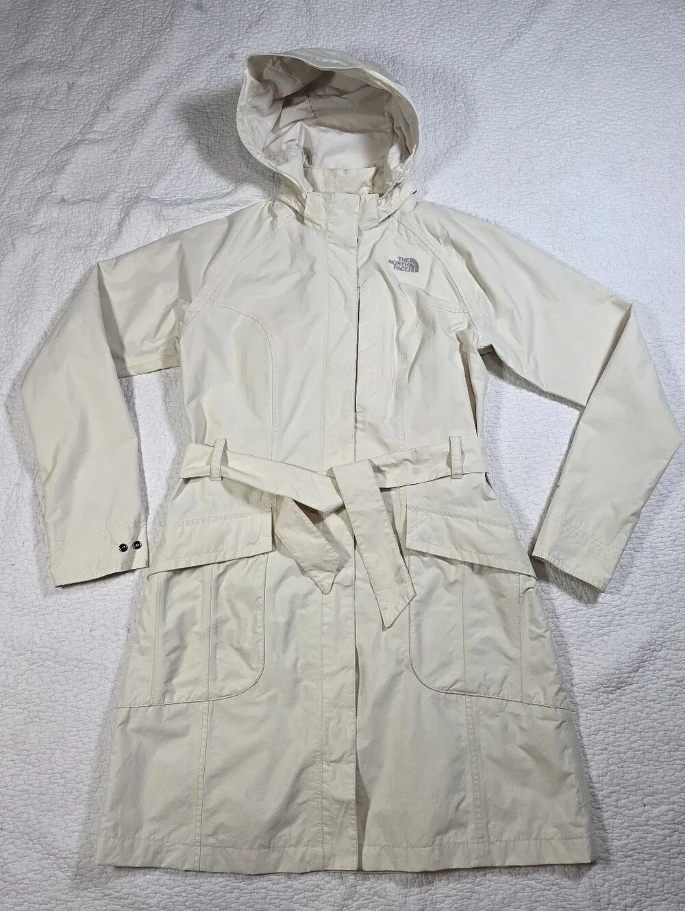 The North Face Women's Cream HyVent Belted Rain Trench Coat - Picture 3 of 15